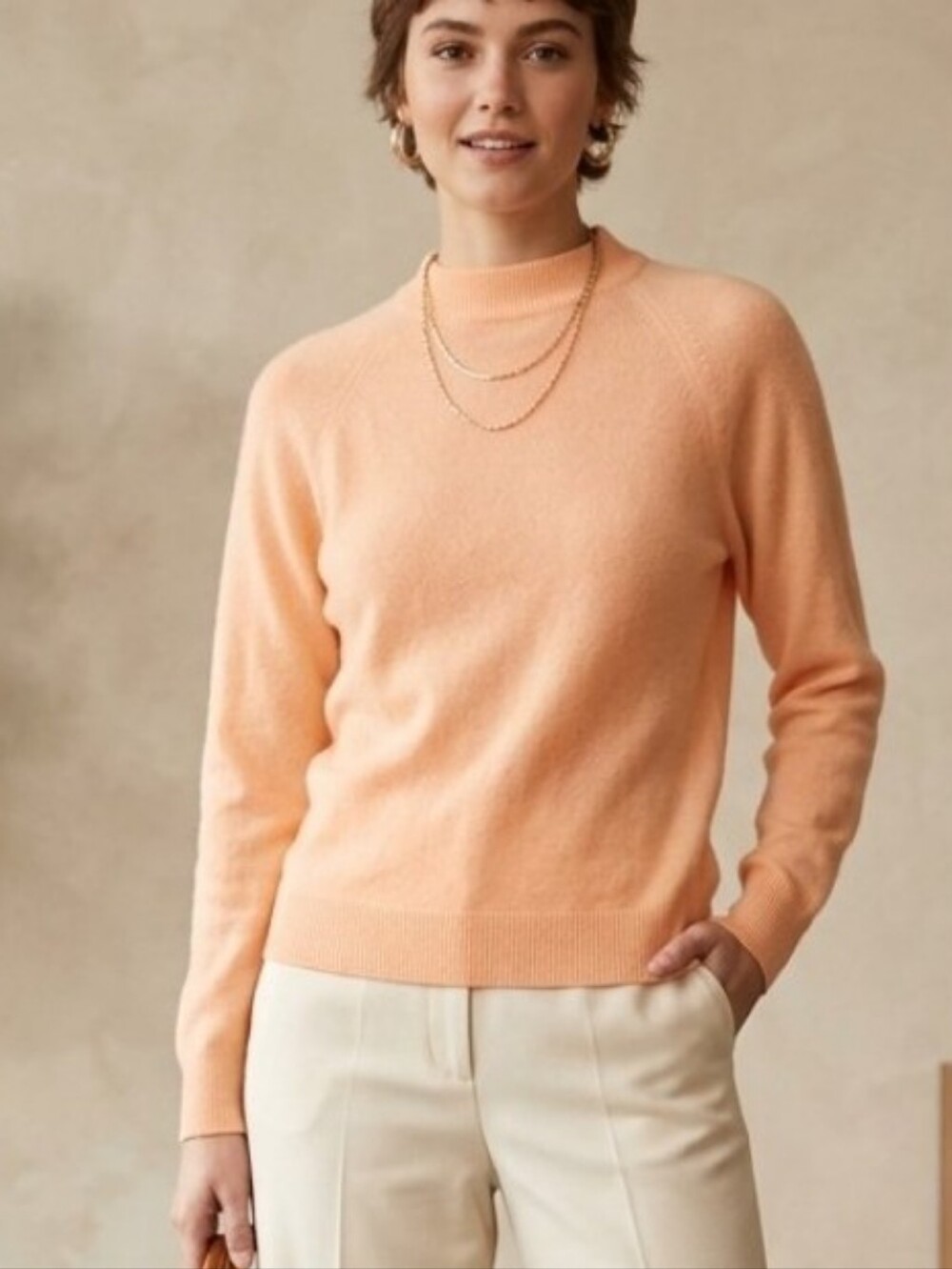 Designers Originals Luxeron  100% Acrylic Peach Crewneck Sweater Sz S
